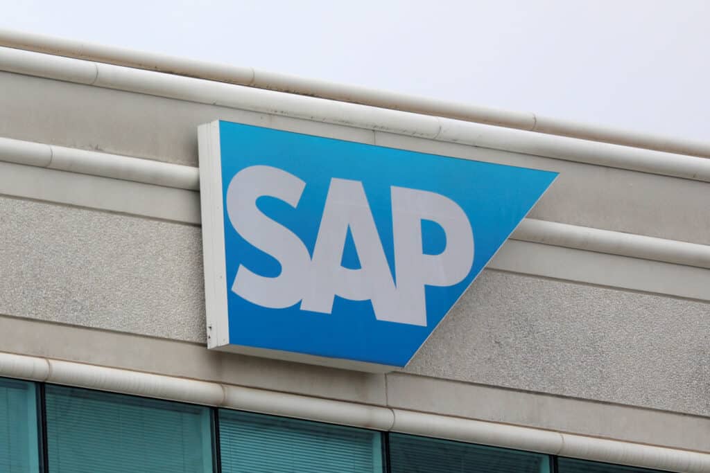 FILE PHOTO: The logo of SAP is seen on their offices in Reston, Virginia, U.S., May 12, 2021. Picture taken May 12, 2021. REUTERS/Andrew Kelly/File Photo