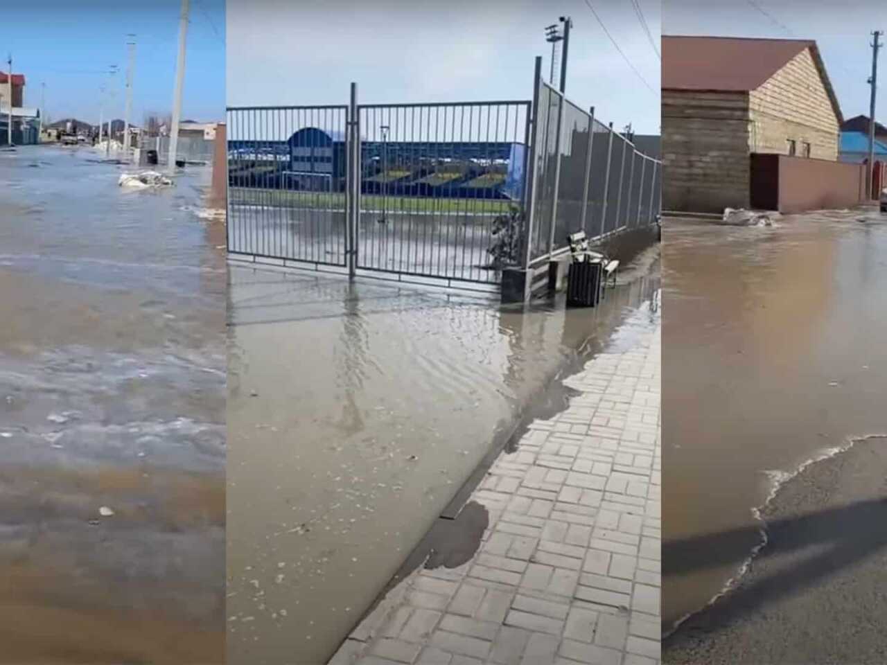 В соцсетях публикуют видео из затопленного города Кульсары