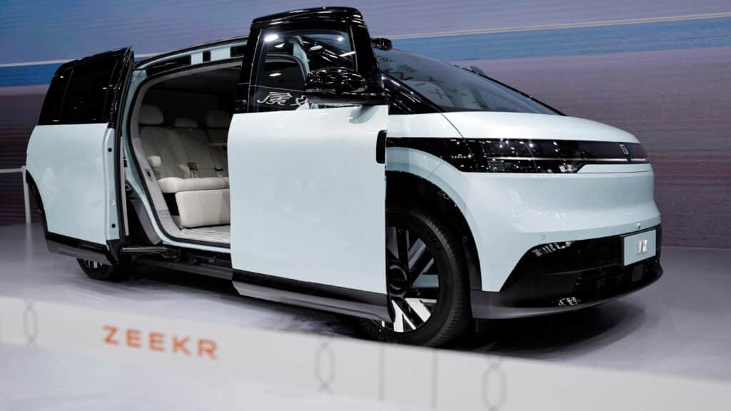 A general view of the Zeekr MIX electric vehicle on display at the Beijing International Automotive Exhibition, or Auto China 2024, in Beijing, China, April 25, 2024. REUTERS/Tingshu Wang