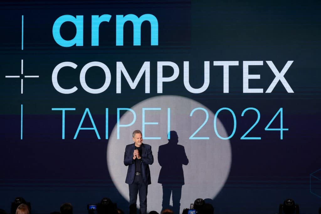 ARM CEO Rene Haas makes a speech at COMPUTEX forum in Taipei, Taiwan June 3, 2024. REUTERS/Ann Wang