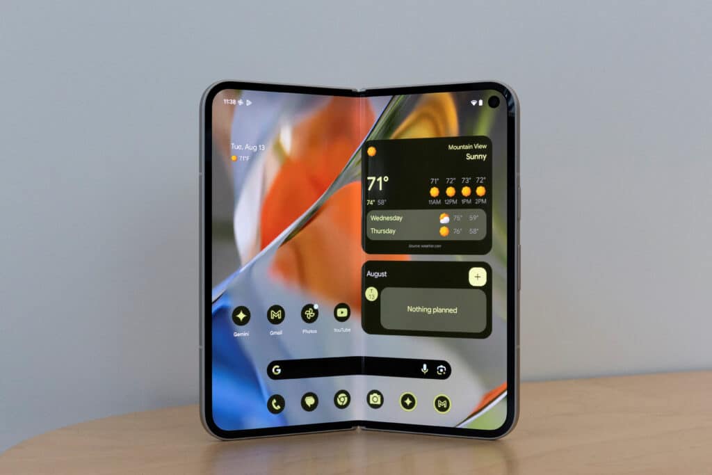 Google's newest Pixel 9 Pro Fold smart phone is displayed at the Made by Google event in Mountain View, California, U.S. August 13, 2024. Google unveils a new line of Pixel smartphones, plus a new smart watch and wireless earbuds at its annual hardware event. REUTERS/Manuel Orbegozo