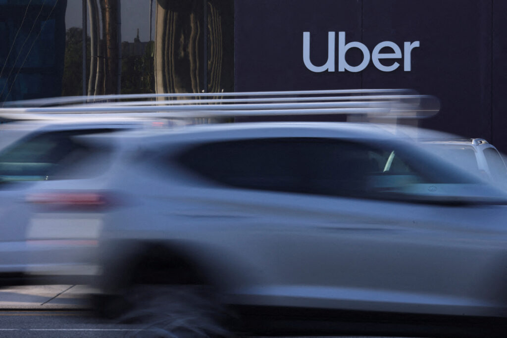 FILE PHOTO: An Uber office is shown in Redondo Beach,  California, U.S., March 16, 2022. REUTERS/Mike Blake/File Photo