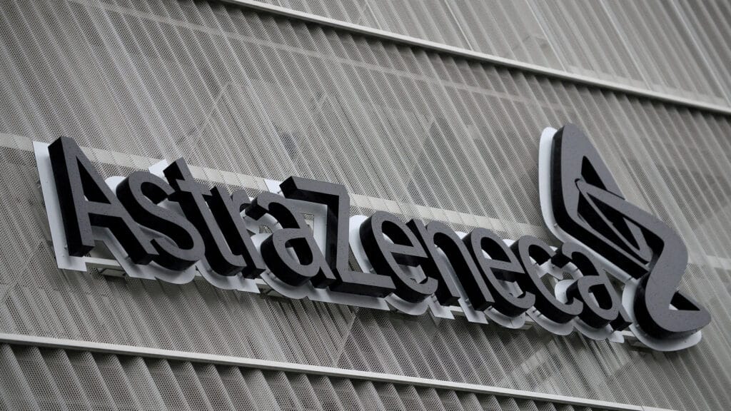 FILE PHOTO: FILE PHOTO: The AstraZeneca logo is pictured outside the AstraZeneca office building in Brussels, Belgium, January 28, 2021. REUTERS/Johanna Geron/File Photo/File Photo