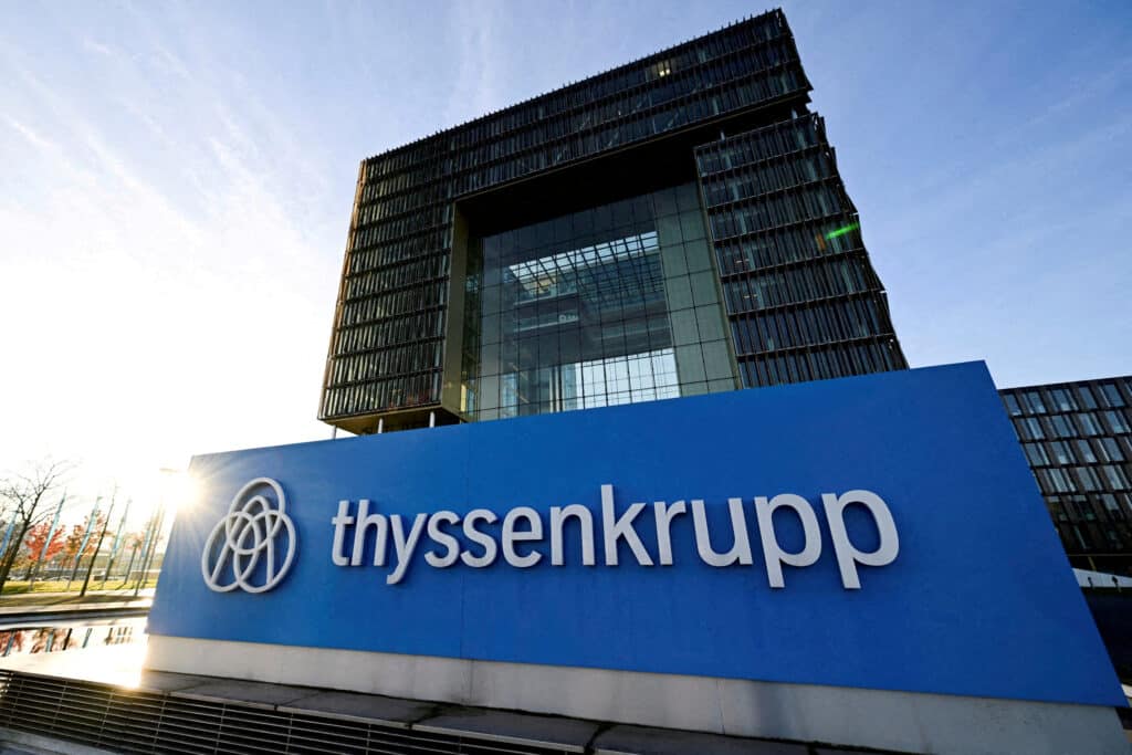 FILE PHOTO: FILE PHOTO: A view of Thyssenkrupp headquarters in Essen, Germany, November 22, 2023. REUTERS/Jana Rodenbusch/File Photo/File Photo