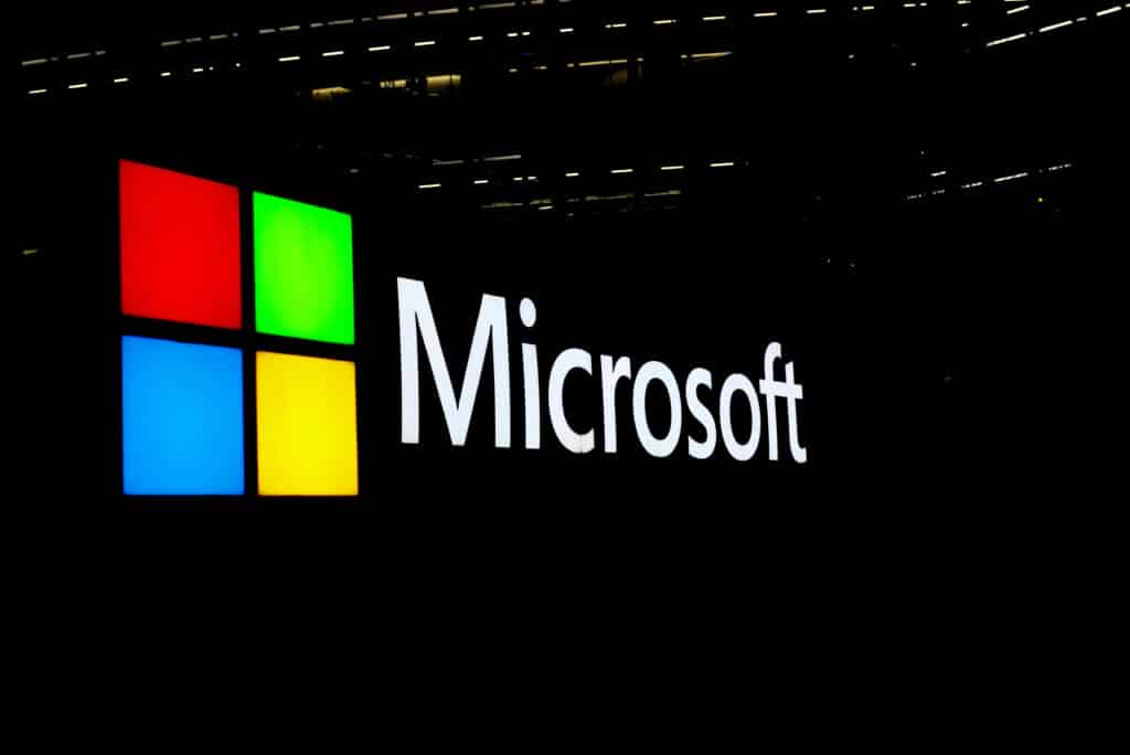 FILE PHOTO: A view shows a Microsoft logo at Microsoft offices in Issy-les-Moulineaux near Paris, France, March 25, 2024. REUTERS/Gonzalo Fuentes/File Photo
