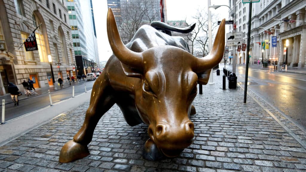 FILE PHOTO: The Wall Street bull is seen in the financial district in New York, U.S., March 7, 2017. REUTERS/Brendan McDermid/File Photo