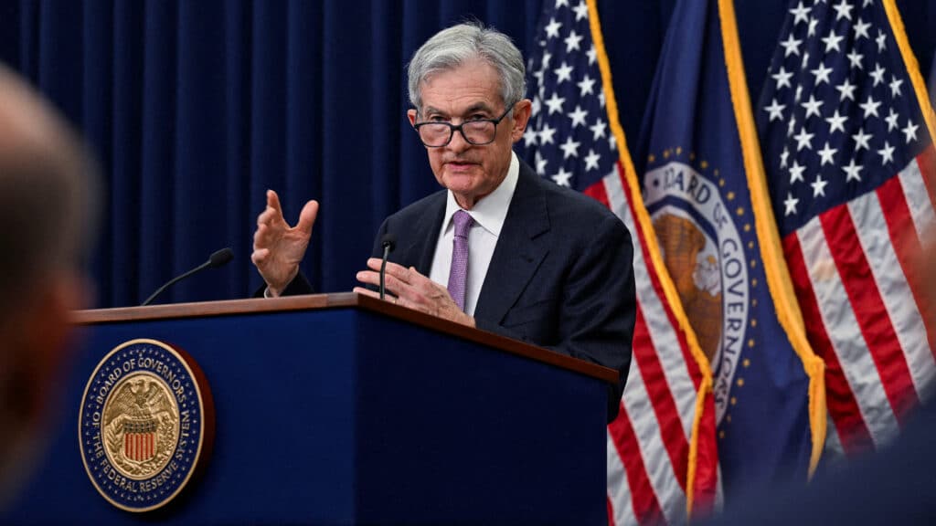 FILE PHOTO: U.S. Federal Reserve Chair Jerome Powell speaks during a press conference following a two-day meeting of the Federal Open Market Committee on interest rate policy in Washington, U.S., November 7, 2024. REUTERS/Annabelle Gordon/File Photo