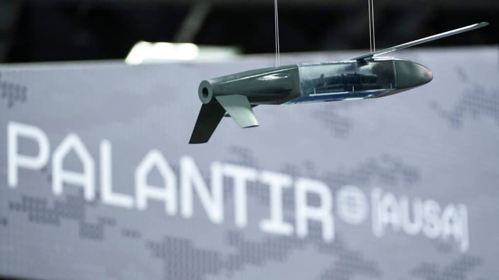 Signage for Palantir is seen during the Association of the United States Army annual meeting and exposition at the Walter E. Washington Convention Center in Washington, U.S., October 14, 2024. REUTERS/Nathan Howard