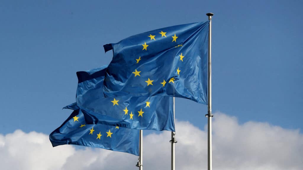 FILE PHOTO: European Union flags fly outside the EU Commission headquarters in Brussels, Belgium September 19, 2019. REUTERS/Yves Herman/File Photo