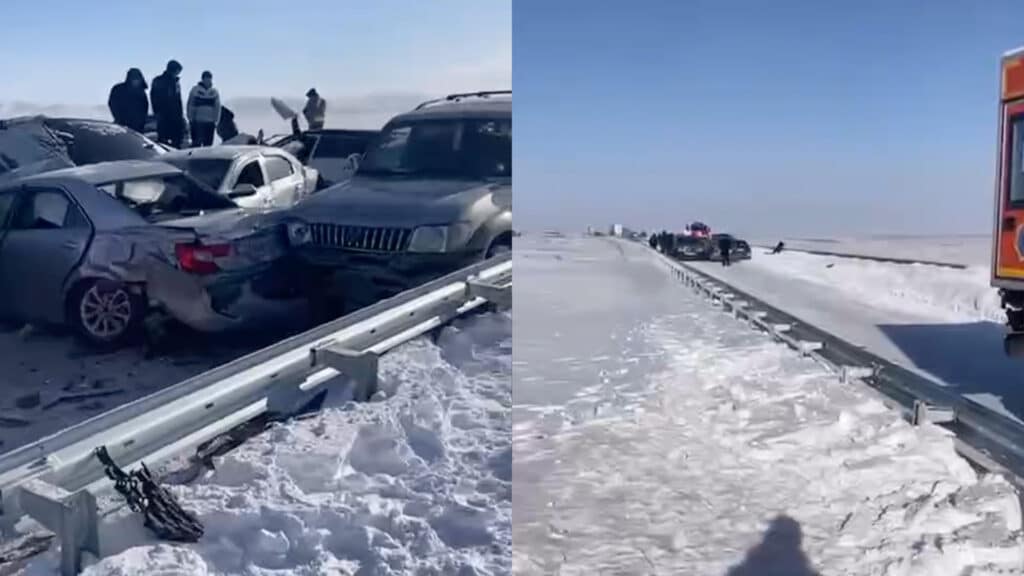 В Карагандинской области столкнулись 19 машин