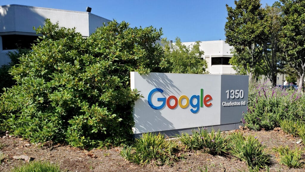 FILE PHOTO: A sign is pictured outside a Google office near the company's headquarters in Mountain View, California, U.S., May 8, 2019.  Photo taken May 8, 2019.  REUTERS/Paresh Dave/File Photo