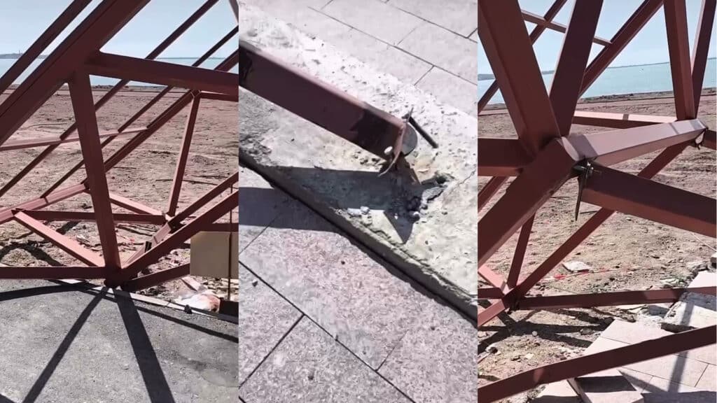 Конструкция на набережной Балхаша не выдержала ветра и упала