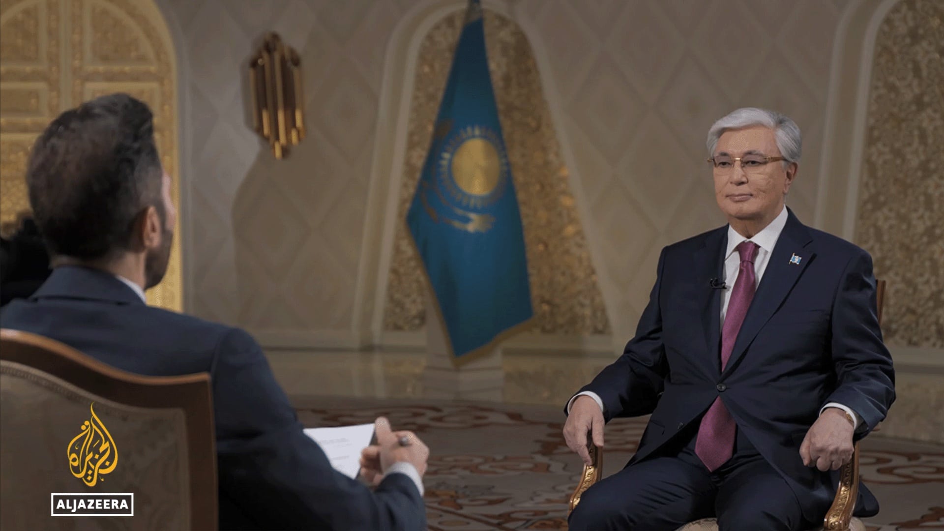 Қасым-Жомарт Тоқаев Al Jazeera телеарнасына сұқбат берді / скриншот