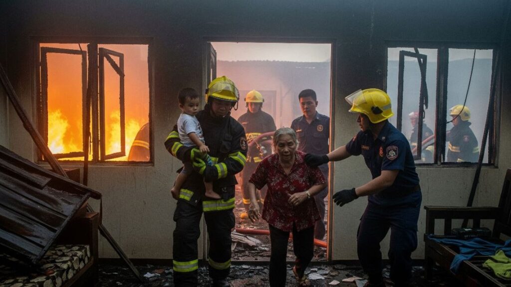 20 человек, включая 10 детей, эвакуировали из горящего дома в Таразе