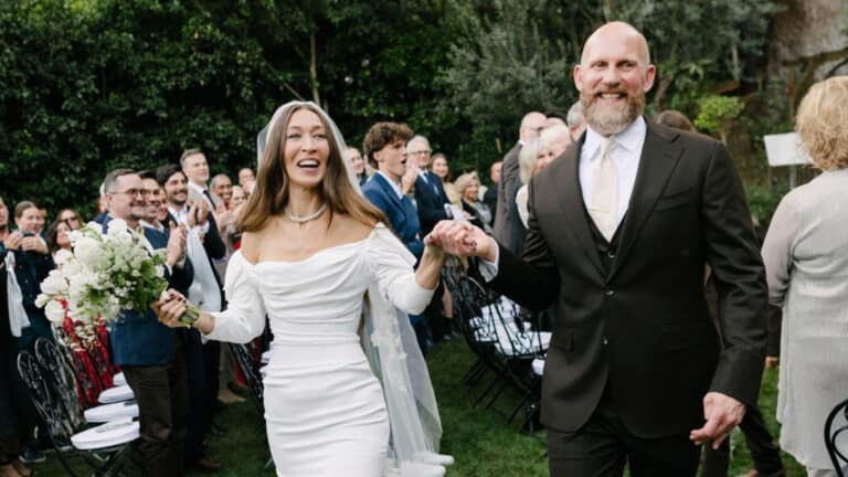 Against tradition: The Hadid sisters’ older sibling walks down the aisle barefoot
