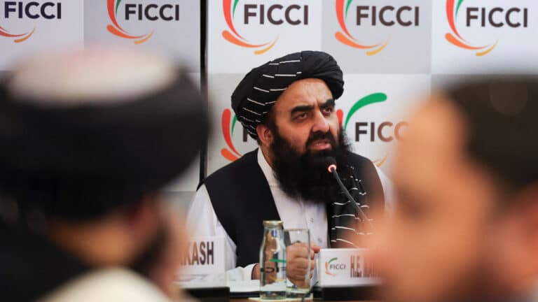 Taliban foreign minister faces questions from female journalists in India