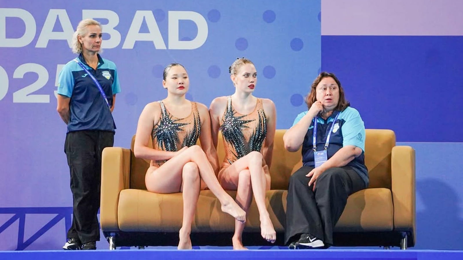 Синхронистки Ясмин Туякова и Арина Пушкина на чемпионате Азии-2025