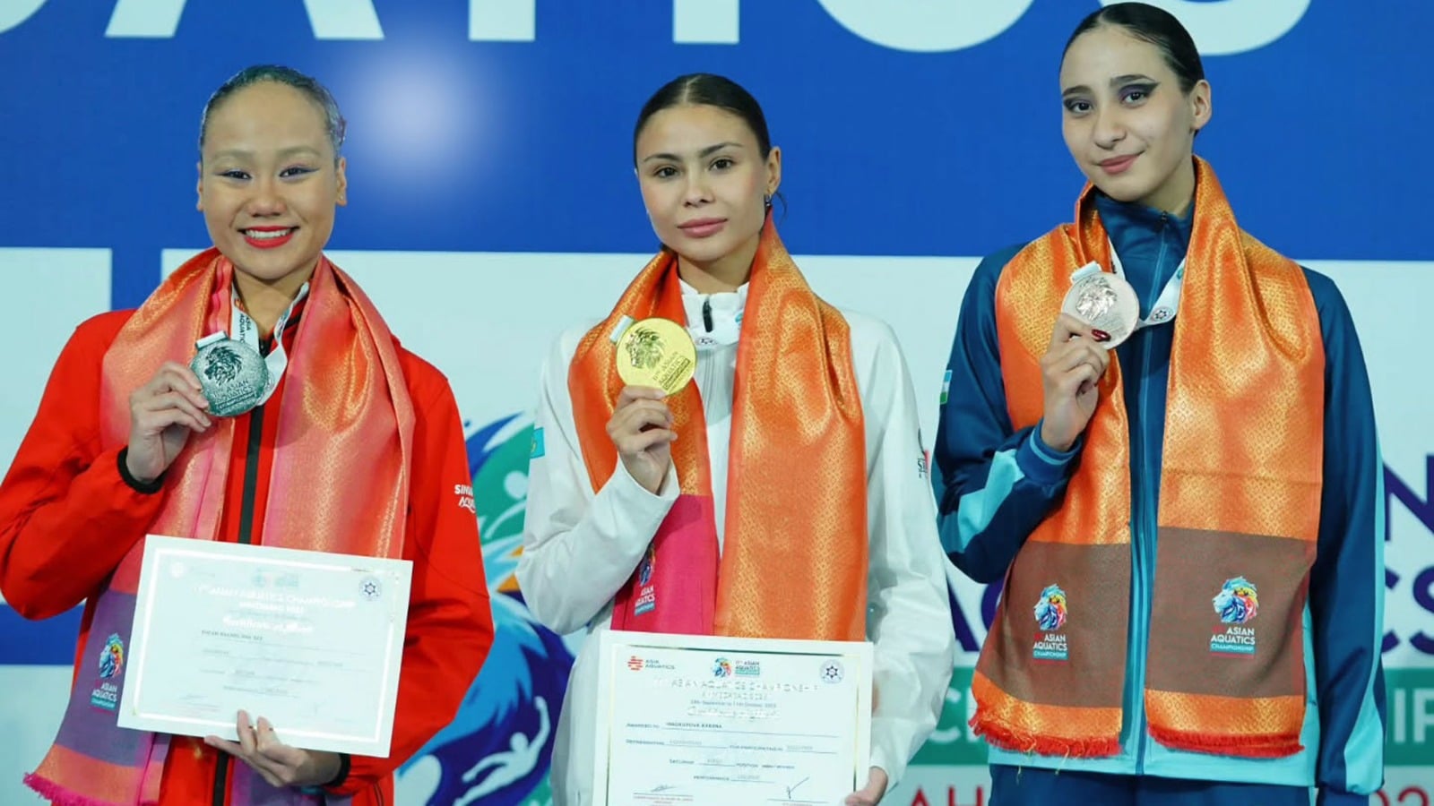 Накануне актив сборной Казахстана на чемпионате Азии по синхронному плаванию пополнился тремя медалями. Карина Магрупова и Виктор Друзин стали двукратными чемпионами континента. А дуэт Друзина и Наргизы Болатовой выиграл бронзу. 