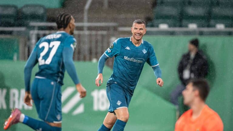 Edin Džeko becomes oldest Conference League scorer after goal against Rapid Vienna