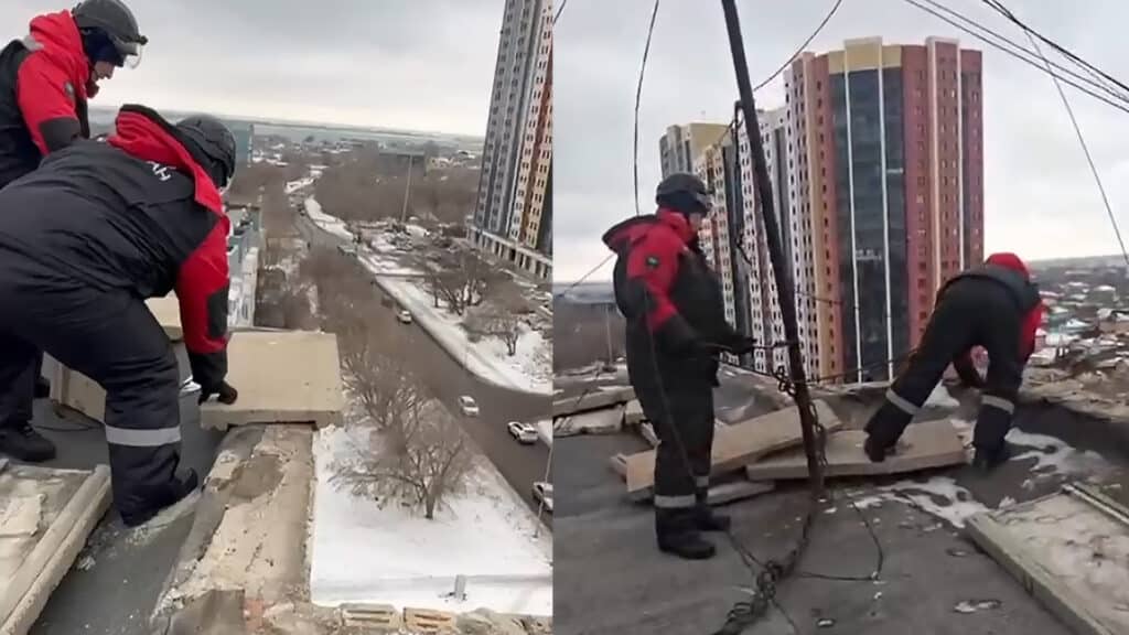 Обломки бетонных плит упали на ателье в Караганде