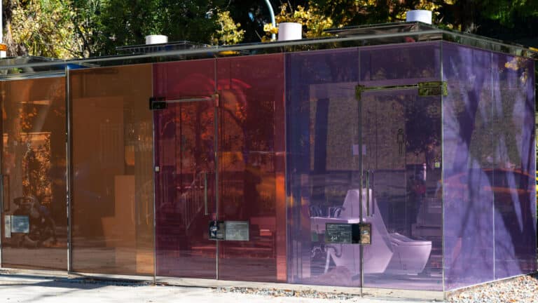 Transparent public restrooms appear in Astana