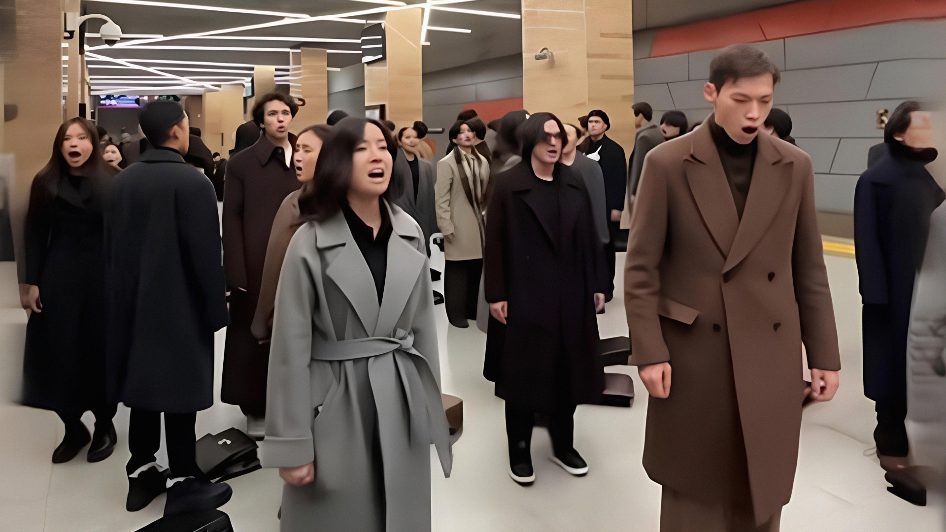 Перфоманс с певцами в пальто и с дипломатами удивил алматинцев