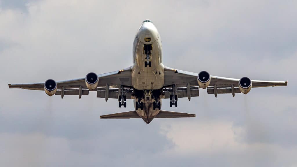Mumbai, India - October 10 2017: A UPS Boeing 747-400 on departure from Mumbai Airport.