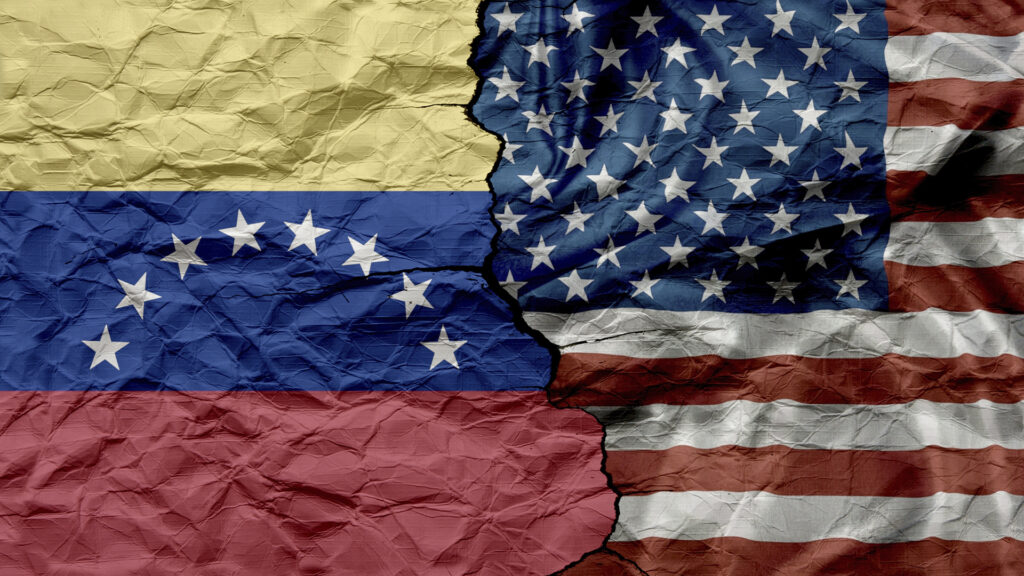 A collage of the Venezuelan and U.S. flags