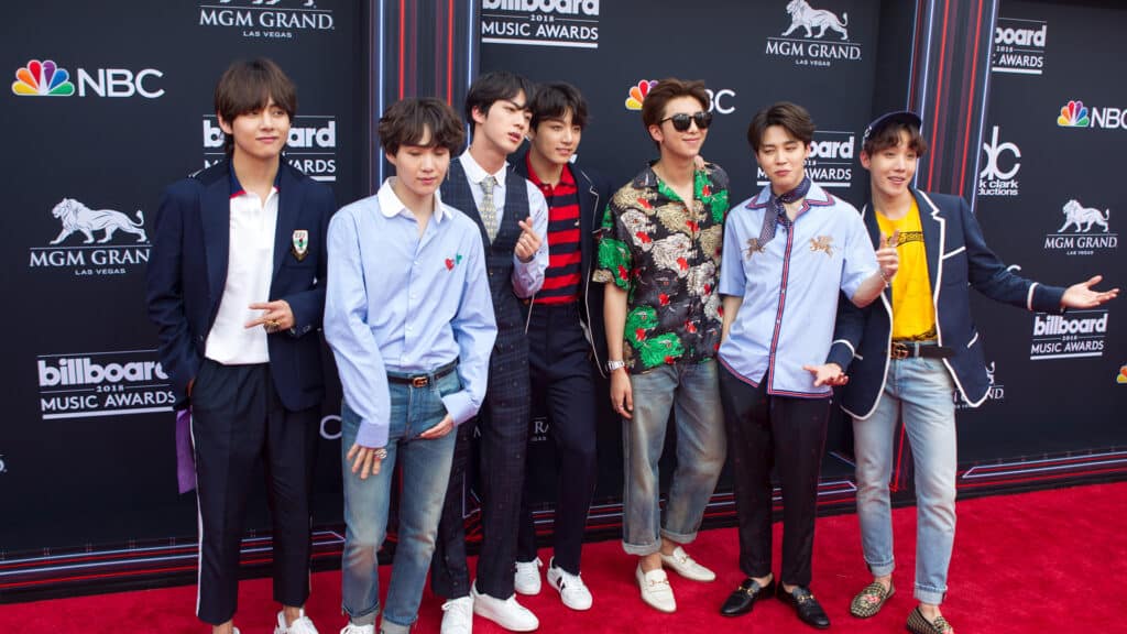 Boy Band BTS attends the Red Carpet at the 2018 Billboards Music Awards at the MGM Grand Arena in Las Vegas, Nevada USA on May 20th 2018