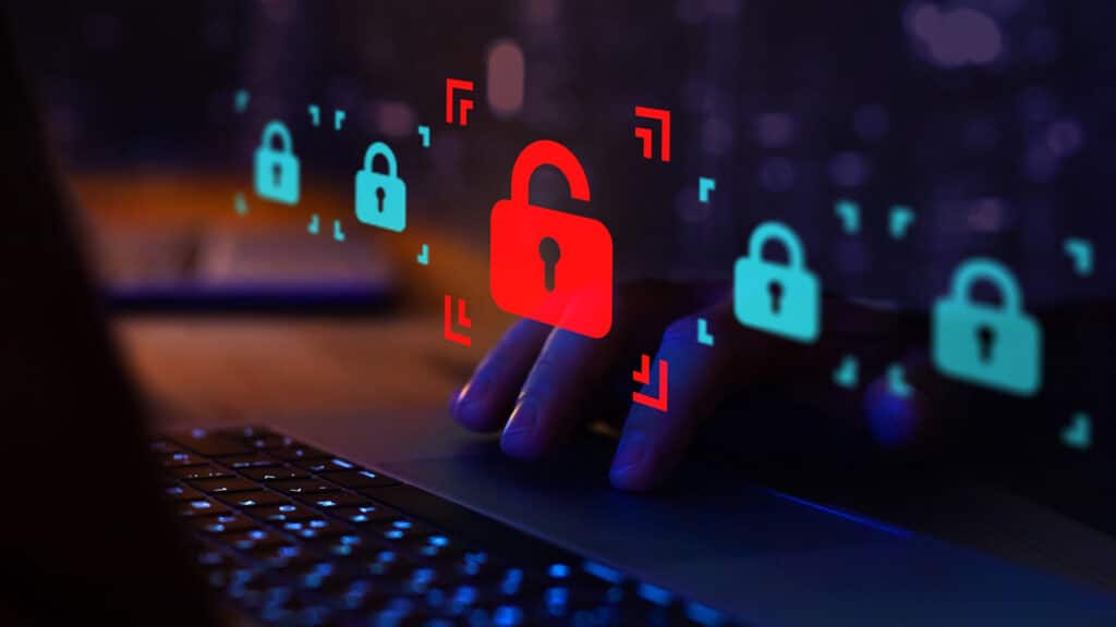 hacker attack or security breach, cyber crime concept, data protection on internet