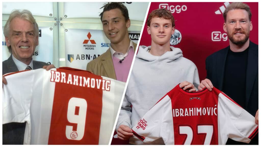 2001 год: покойный ныне Лео Бенхаккер с новобранцем «Аякса» Златаном Ибрагимовичем. 2026 год: Максимилиан Ибрагимович тоже в амстердамском клубе