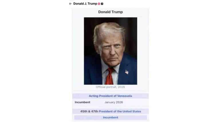 Трамп өзін «Венесуэла президенті» ретінде бейнелейтін сурет жариялады